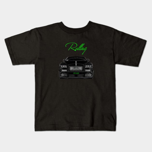 Phantom Rolls Royce Car Rolling Front End Kids T-Shirt by JFK KARZ